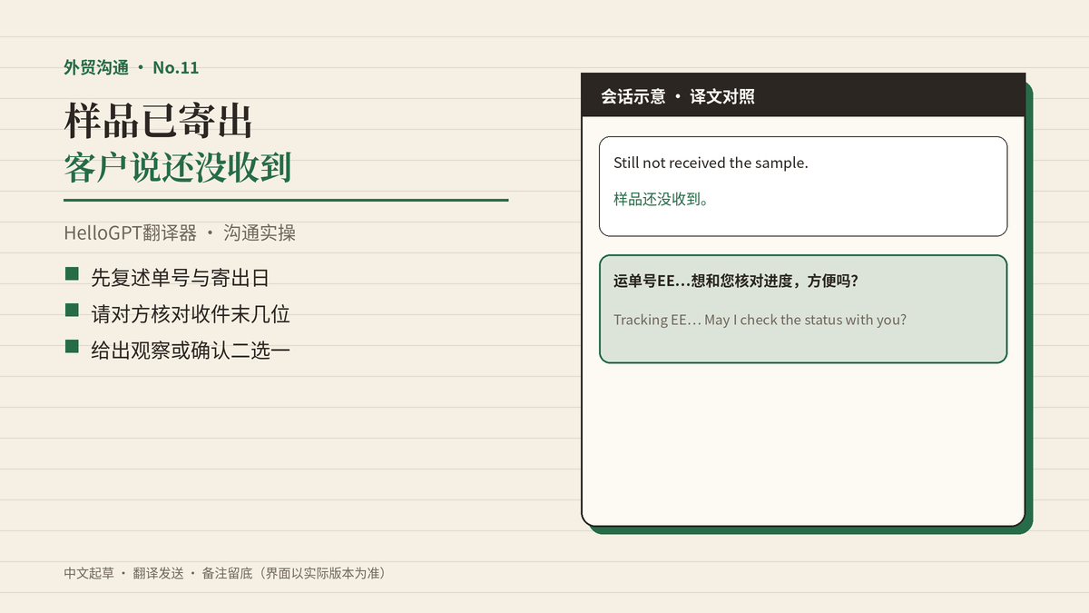 样品物流礼貌跟进：HelloGPT翻译器封面