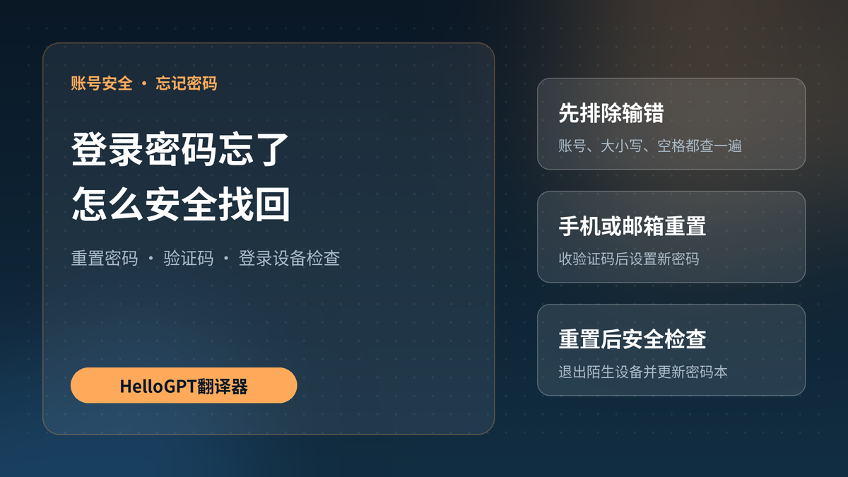 HelloGPT翻译器的登录密码忘了怎么找回?重置密码与账号安全检查步骤