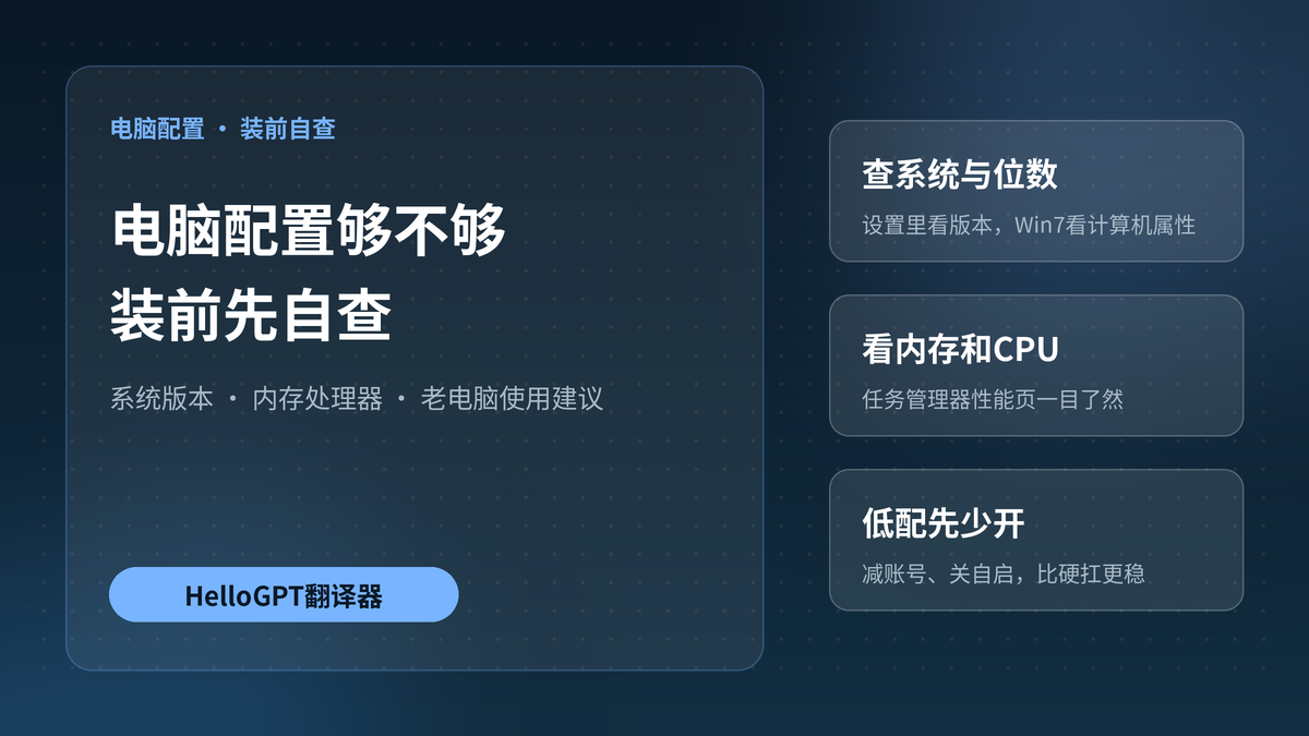 HelloGPT翻译器对电脑有什么要求?Win7、老笔记本和低内存电脑能不能装