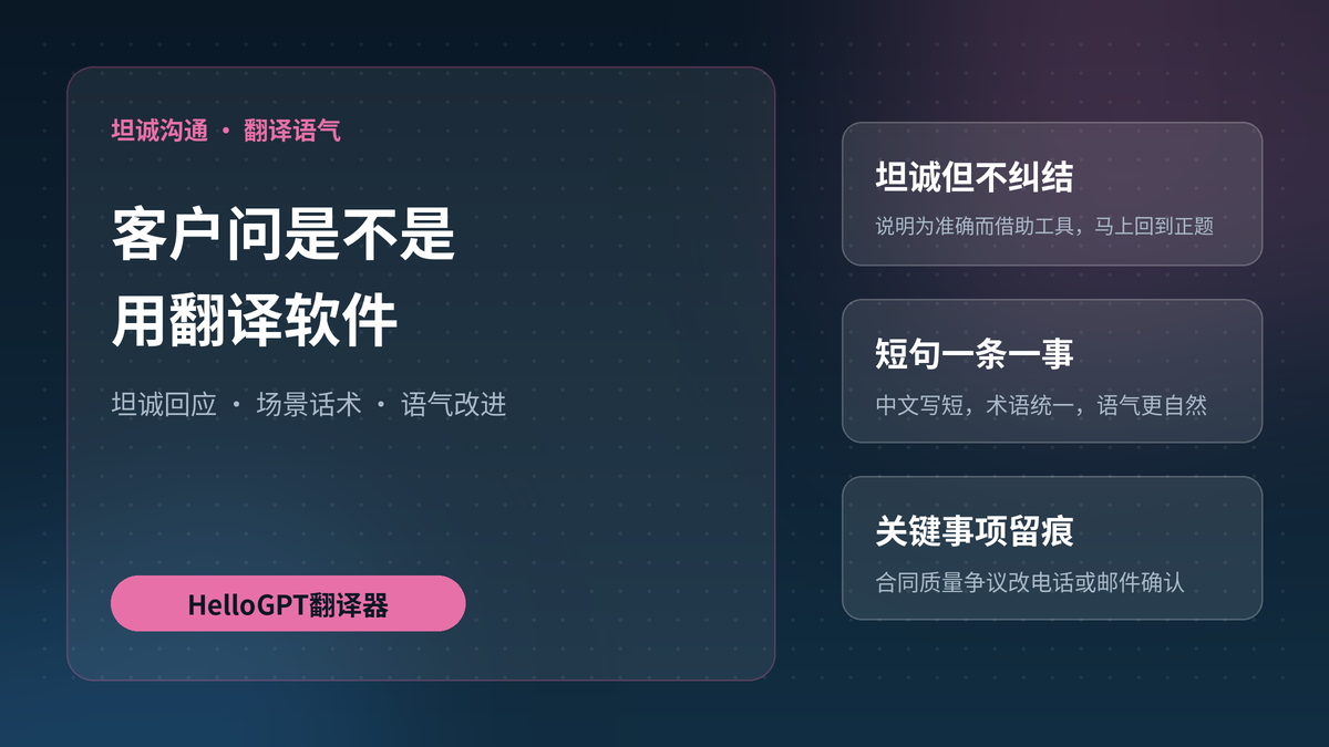 客户问是不是用翻译软件时用HelloGPT翻译器坦诚回应封面图