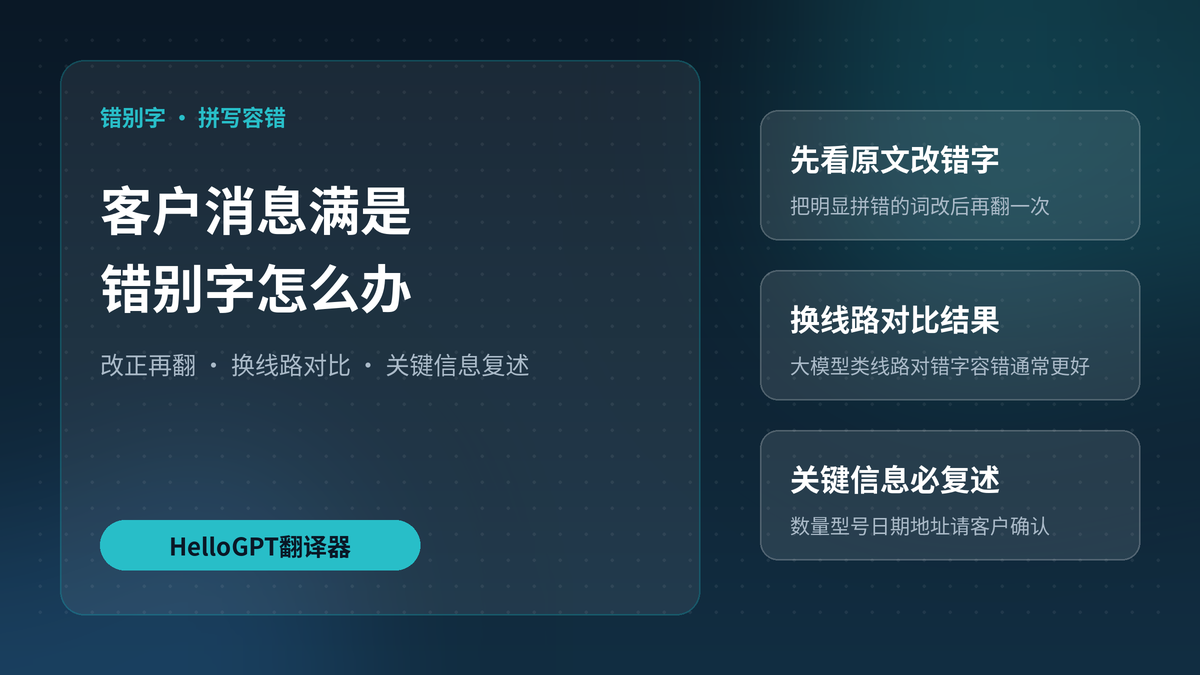 客户的外文消息满是错别字和拼写错误，HelloGPT翻译器翻不准怎么办
