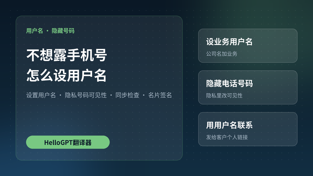 HelloGPT翻译器Telegram设置用户名并隐藏手机号封面图