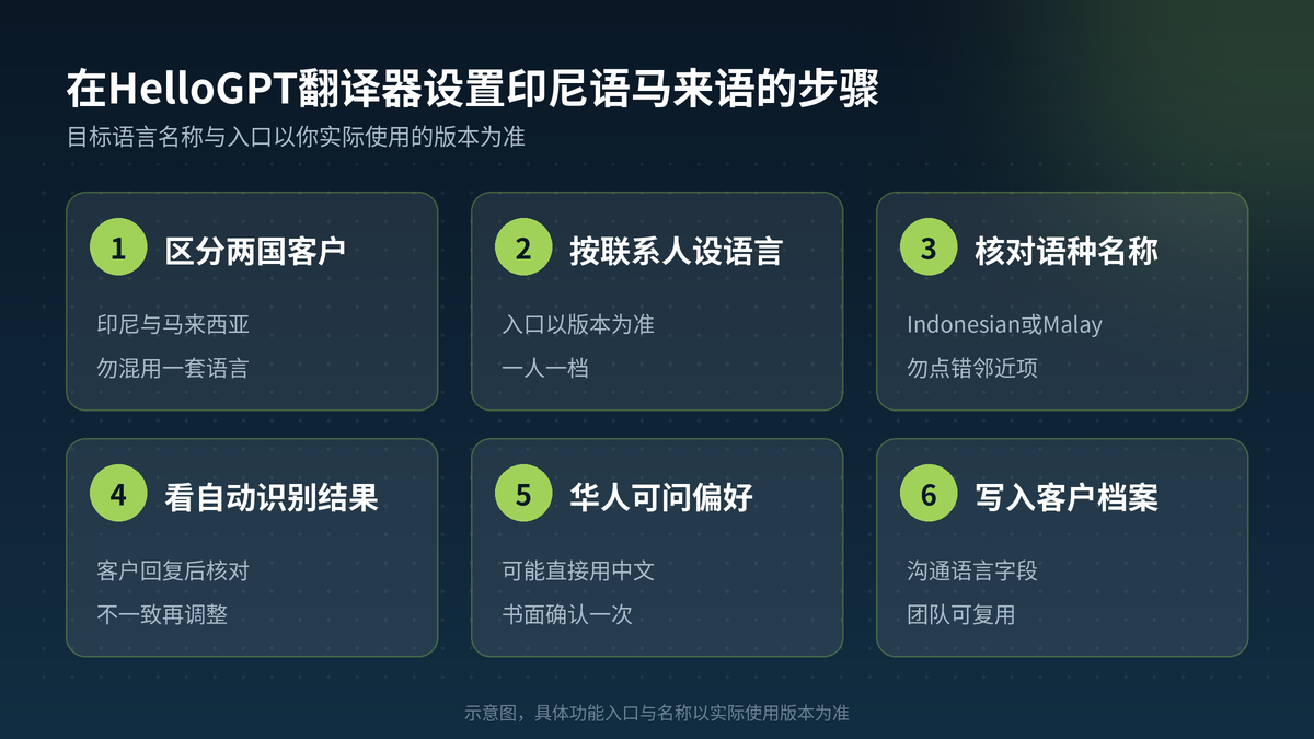 用HelloGPT翻译器设置印尼语马来语步骤示意图