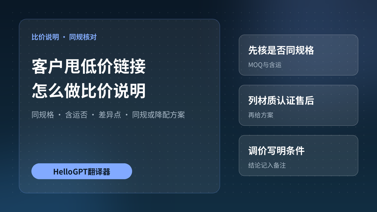 同一产品链接客户说比某站贵,用HelloGPT翻译器怎么做比价说明