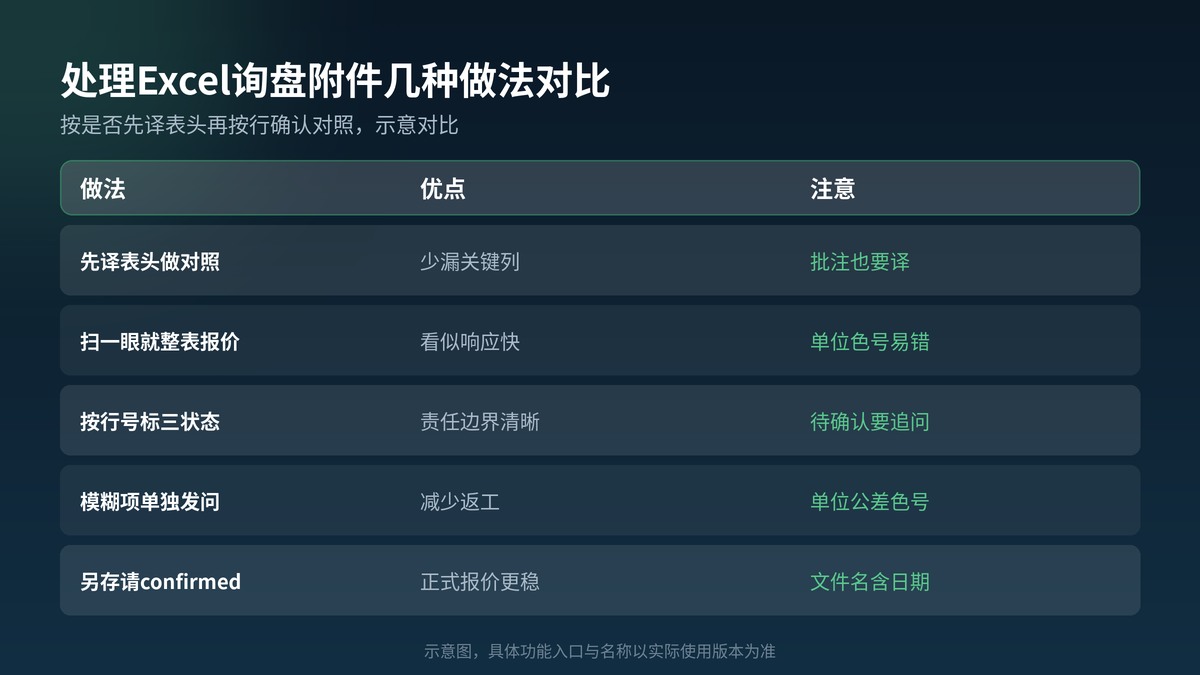 HelloGPT翻译器Excel询盘处理做法对照示意图