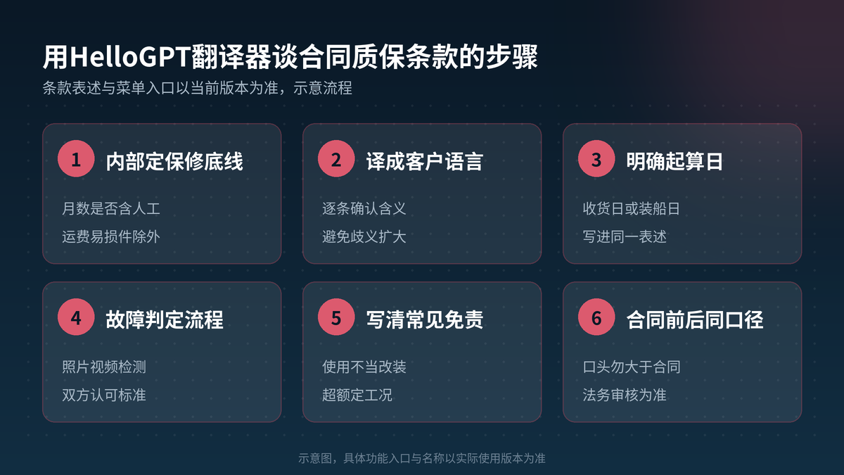 用HelloGPT翻译器谈保修范围和期限步骤示意图