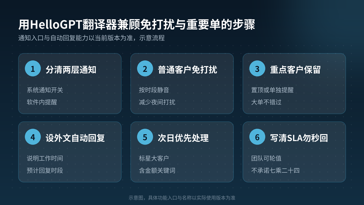 用HelloGPT翻译器设置免打扰仍不错过重要单步骤示意图