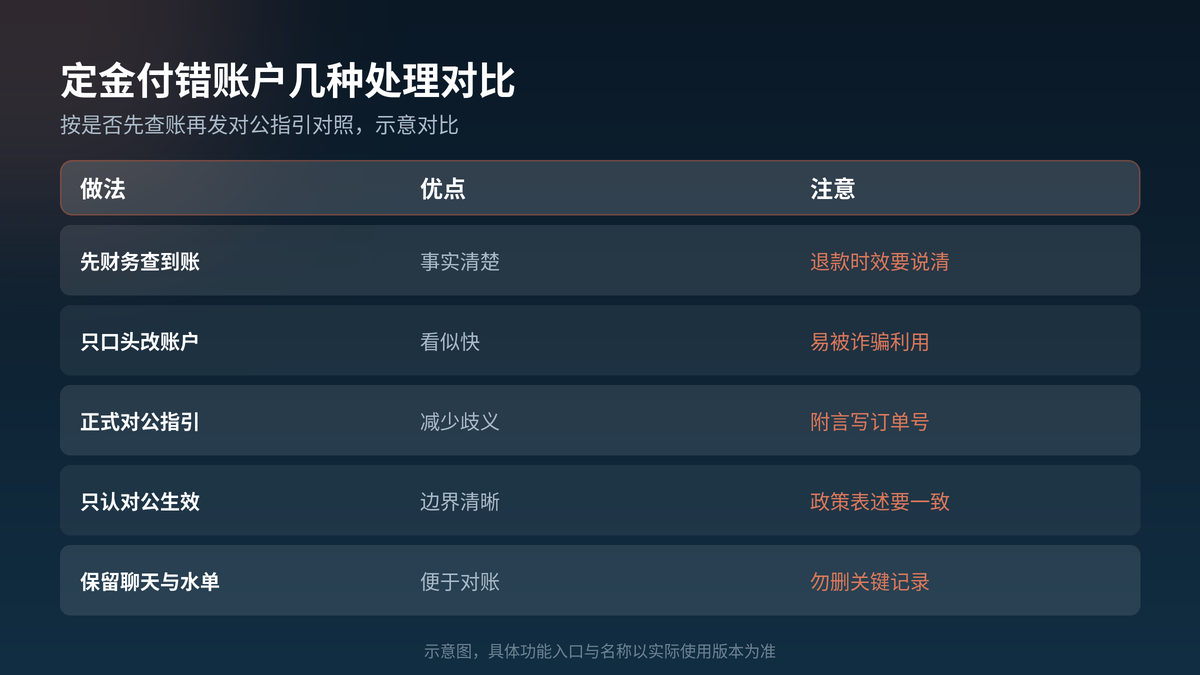 HelloGPT翻译器定金付错账户处理做法对照示意图