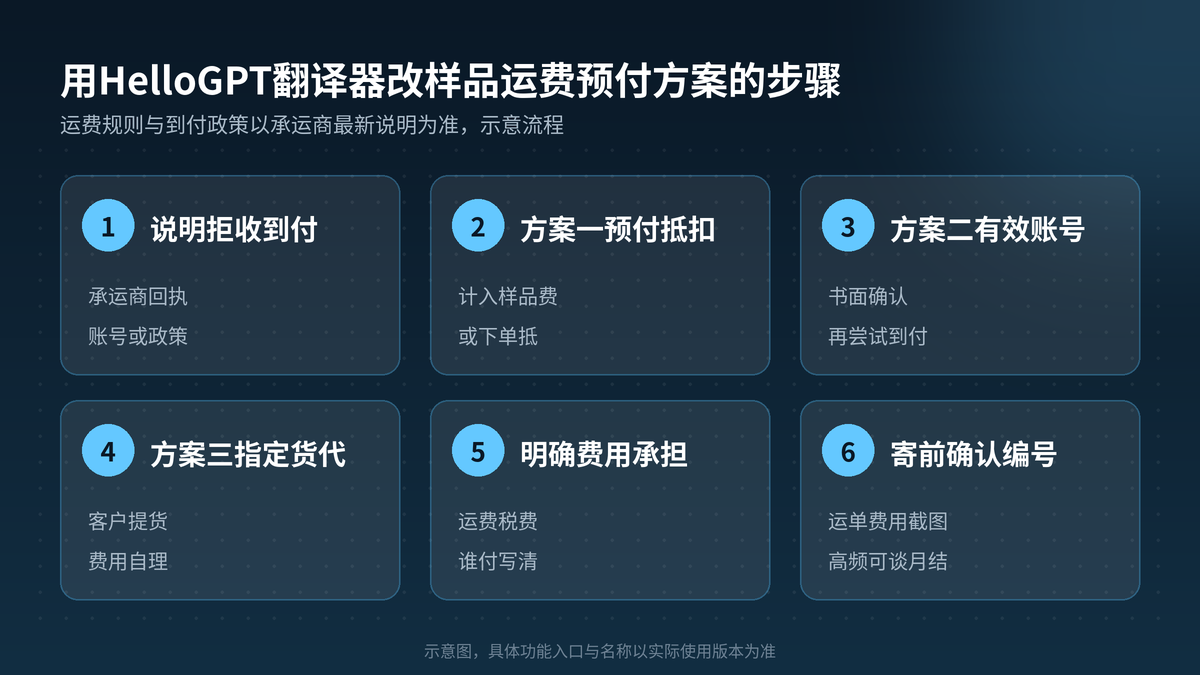 用HelloGPT翻译器改样品运费预付方案步骤示意图