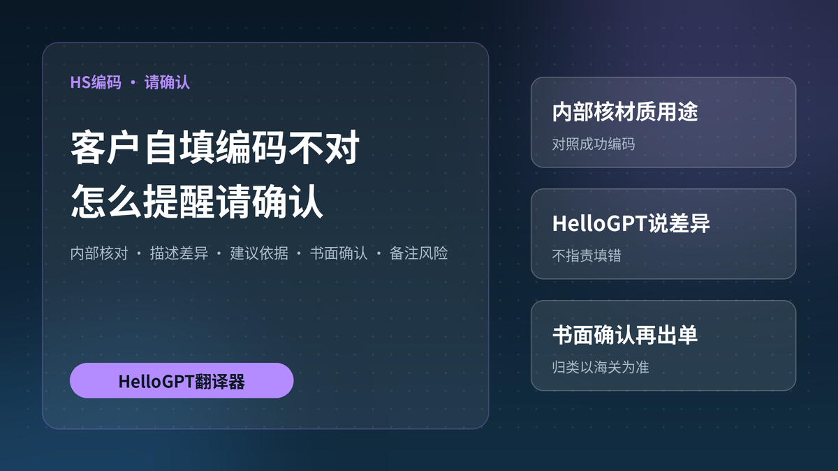 HelloGPT翻译器提醒HS编码差异请确认封面图