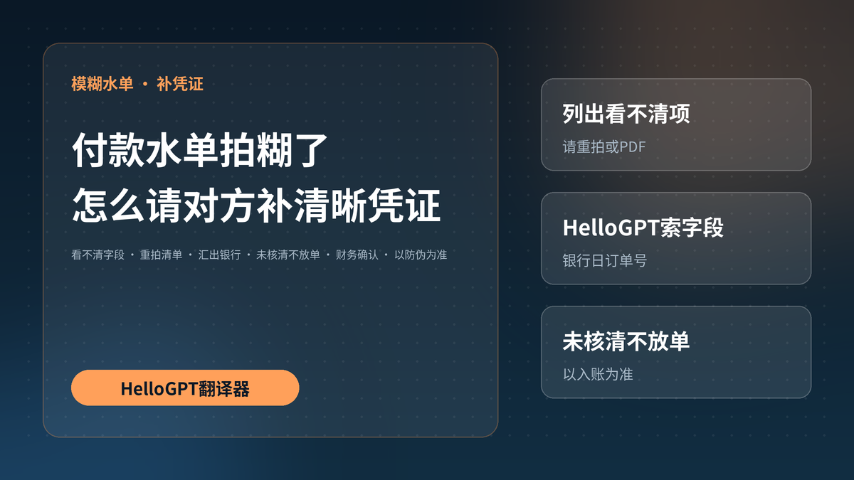 HelloGPT翻译器处理模糊付款水单封面图