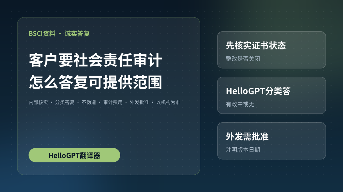 HelloGPT翻译器答复BSCI等社会责任资料范围封面图