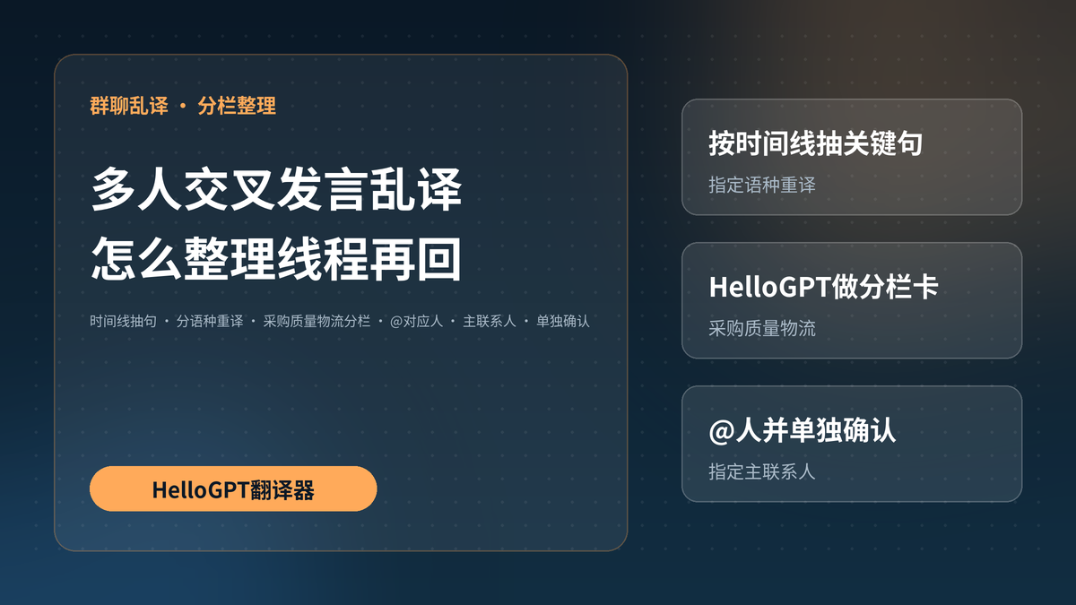 HelloGPT翻译器整理群聊乱译并分栏回复封面图