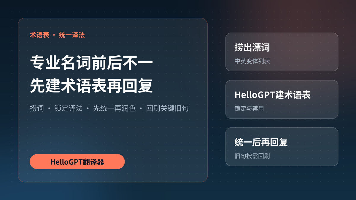 HelloGPT翻译器术语表统一专业名词示意图