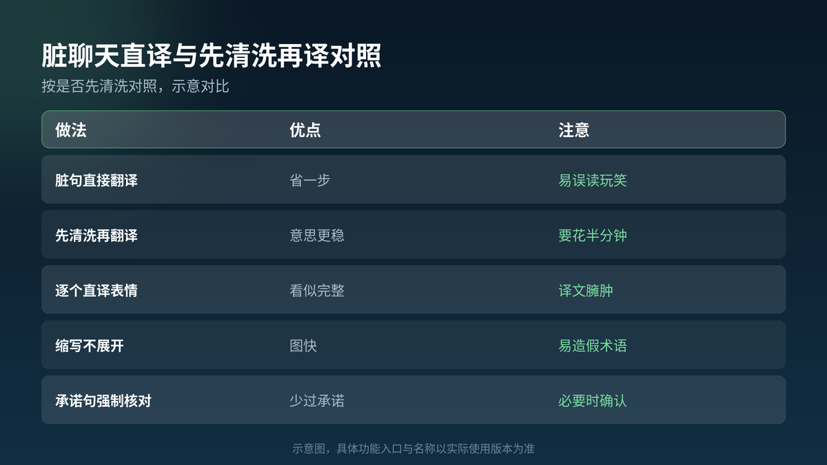 HelloGPT翻译器脏聊天直译与先清洗再译对照